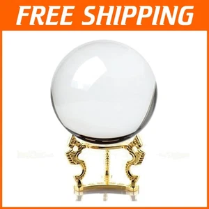 Exquisite 4.2in Handmade Clear Crystal Ball with Golden Dragon Stand Gift Set - Picture 1 of 4