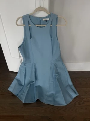 Vestido Halston Heritage Cuello Alto Estructurado Azul Cóctel Formal Talla 14 Nuevo con Etiquetas Foto 1 de 4