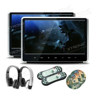 2x 11.6" 1080P HD Car Headrest Monitor DVD Player FM/HDMI/USB IR Headphones - Picture 1 of 12