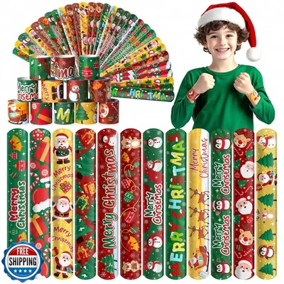 Childom 36 Piezas Pulsera de Bofetada de Navidad, Pulsera de Navidad Regalos, Decoración de Navidad Foto 1 de 4