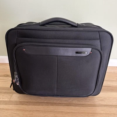 Samsonite black rolling wheel portfolio padded laptop luggage carry-on briefcase - Image 1 of 4