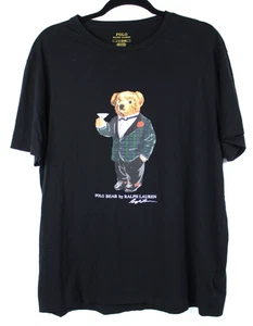 Polo Ralph Lauren Hombre Vacaciones Esmoquin Martini Oso Negro Algodón Camiseta Talla L - Imagen 1 de 5