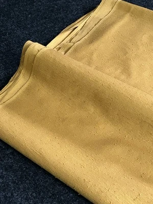 Vintage 60s 70s Gold Mustard Yellow Barkcloth Fabric 5 Yds - Image 1 of 4