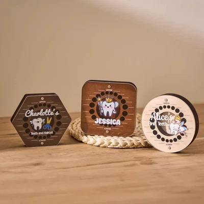 Personalized Wooden Tooth Fairy Box, Baby Teeth Keepsake Box, Baby Gifts - Image 1 of 4