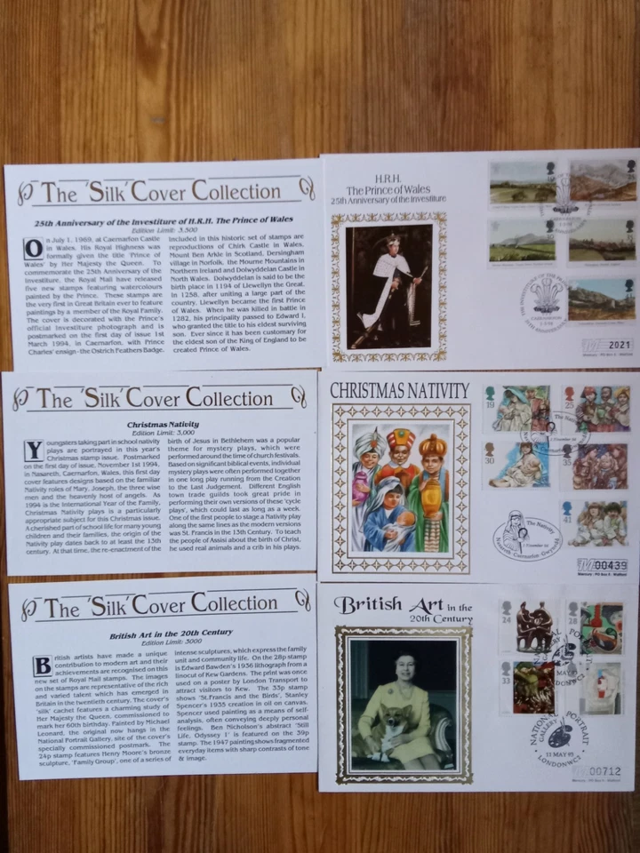 3 x Mercury Silk FDC SHS Caernarfon Nazareth London different Themes 1993/4 (VG) - Image 1 of 1