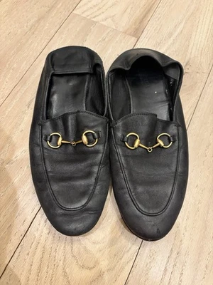 Gucci Damas Cuero Negro Brixton Horsebit Mocasines Zapatos Talla 38.5 / EE. UU. 8.5 Foto 1 de 4