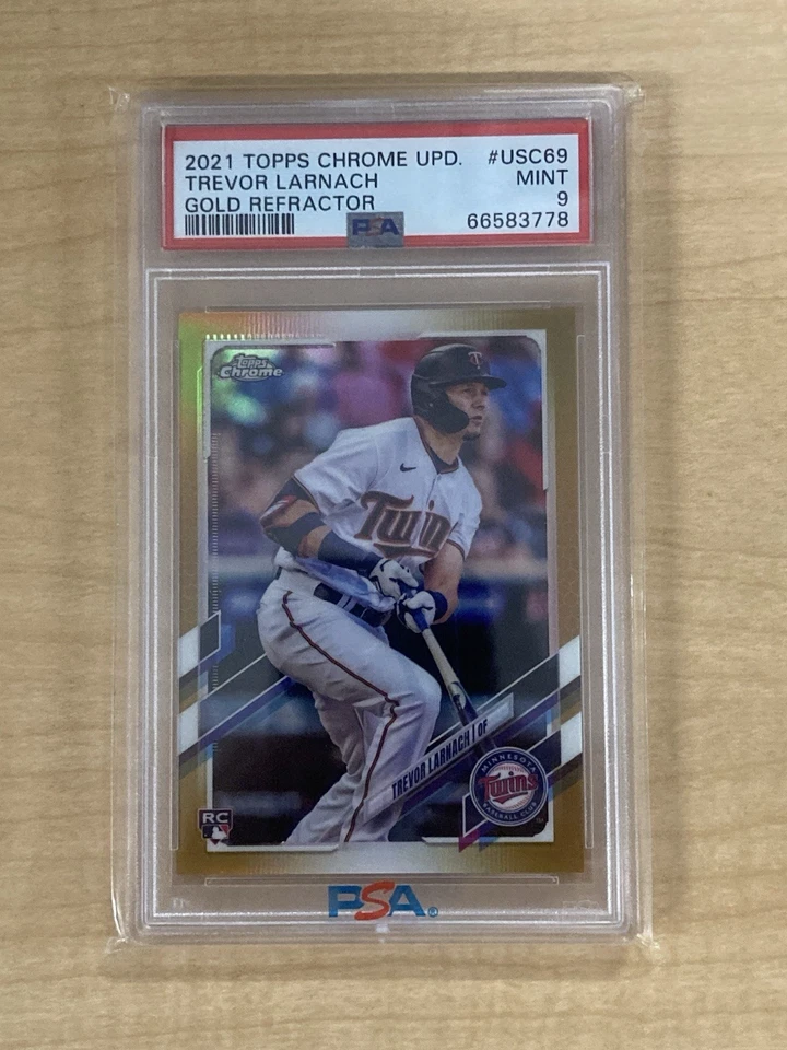 2021 Topps Chrome Update Trevor Larnach Gold Refractor /50 RC Twins PSA 9 Mint - Image 1 of 1