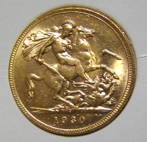 1930 Australia Sovereign P Perth M/mark King George V Small Head 22ct Gold Coin - Picture 1 of 5