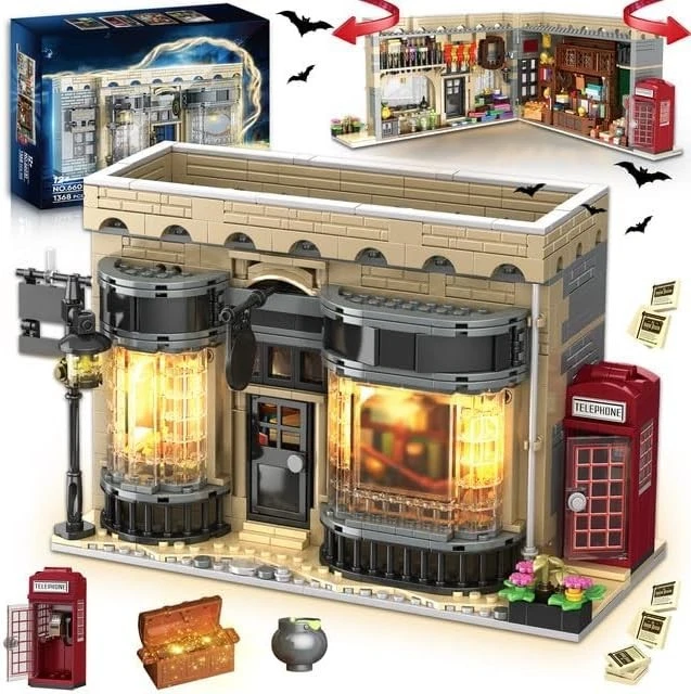 1368 PCS MOC Madam Malkins & Potages Cauldron Shop Building Blocks with Lighting - Image 1 of 4