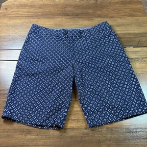 Banana Republic Damen 6 ~ Hampton Fit Bermuda Baumwolle Stretch blau geometrisches Muster - Bild 1 von 9