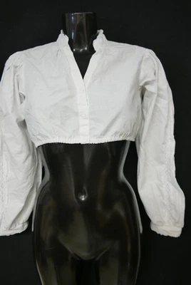 Gr.44 Dirndlbluse weiß Bluse für Dirndl Baumwolle mit Spitze B11139 - Bild 1 von 4