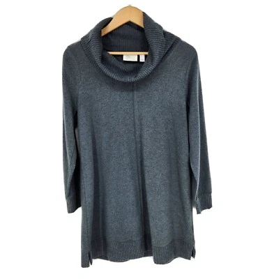 Denim & Co Womens Active Regular Brushed Gray Jersey Cowl Neck Tunic Sz Medium - Image 1 of 4