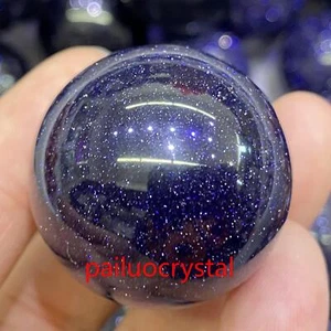 1pc Blue Gold sand Ball Quartz Crystal Sphere Reiki Healing 30mm - Imagen 1 de 8