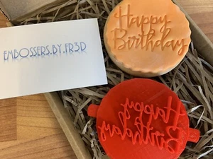 Happy Birthday Embosser Stamp Fondant Icing Cupcake Cake Cookie Cutter - Picture 1 of 3