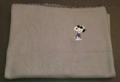 Snoopy Joe Cool Embroidered Blanket Fleece Throw 50x60 - Image 1 of 2