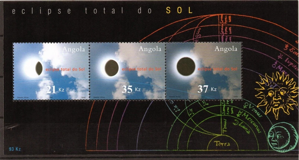 Hoja miniatura Angola 2002 Total Solar Eclipse, fresca MUH Foto 1 de 1