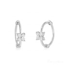 950 Platinum 0.20 Ct. Genuine Diamond 12 mm Hoop Earrings Wedding Fine Jewelry