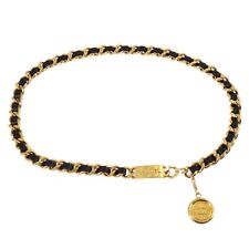 Chanel Medallion Chain Belt Black Small Good 123103
