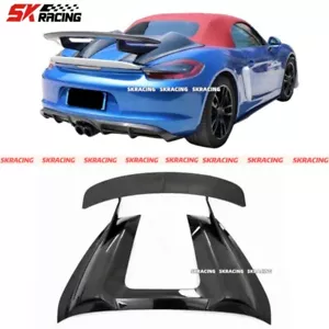For Porsche 718 982 981 Boxster Cayman 13-24 Real Carbon Fiber Rear Spoiler Wing - Picture 1 of 22