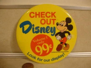 Vintage Promo Pin Button Walt Disney Wonderful World Of Knowledge Intro w Mickey - Picture 1 of 3