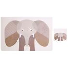 Effy Set of 2 Elephant Plastic Novelty Placemats Kids Tableware And Coaster