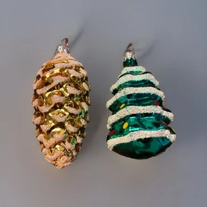 Vintage TRADITIONS European Polish Glass Christmas Ornaments Pine Cone Tree EPOC - Picture 1 of 3