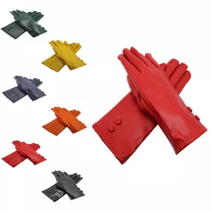 New Gloves Women Lady Soft PU Leather One Size Buttons Gloves Shopping UK - Picture 1 of 13