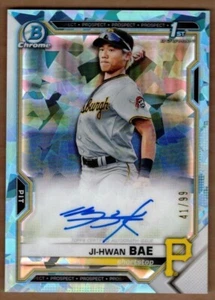 Bowman 2021 cromo zafiro prospect refractores automáticos Aqua JI-HWAN BAE/99 raro - Imagen 1 de 2