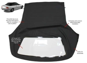 Fits: BMW 3-Series Convertible Top with Plastic Window 1994-99 E36 in Blk Canvas - Picture 1 of 2