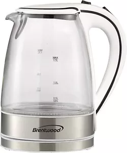 Brentwood KT-1900W 1.7L Cordless Glass Electric Kettle, White - Picture 1 of 1