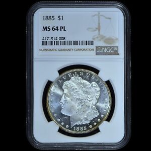 1885-P MORGAN SILVER DOLLAR ✪ NGC MS-64-PL ✪ $1 PROOF-LIKE COIN UNC ◢TRUSTED◣