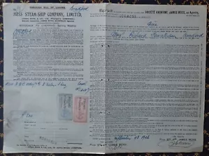 MOSS STEAM-SHIP COMPANY, Ltd~BILL oF LADING-STEAMER "LORMONT"~BORDEAUX~1926~~ - Foto 1 di 2