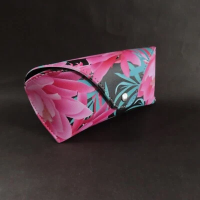 Womens Sunglass Case Eyeglass Readers Case Snap Closure Floral Tropical Flowers - Image 1 of 4