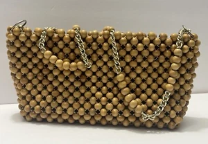 Bolso de Mano Hippy De Colección La Fleur Madera Con Cuentas Años 60 Hecho en Japón - Imagen 1 de 11