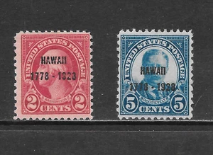 UNITED STATES SCOTT 647 - 648 MH SET - 1928 HAWAII SEQUICENTENNIAL ISSUE - Picture 1 of 2