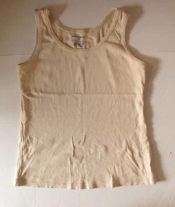 Women's Basic Editions Tank Top Sleeveless T-Shirt Cotton Classic Fit Cream Sm - Picture 1 of 2