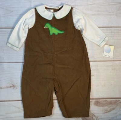 Dinosaurio de pana marrón Petit Ami de una pieza y parte superior  Foto 1 de 3