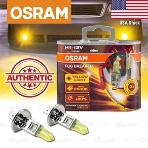 2x H1 448 OSRAM Fog Breaker DuoBox YELLOW Spot Bulbs 2600K Lamps 62150FBR-HCB - Picture 1 of 10