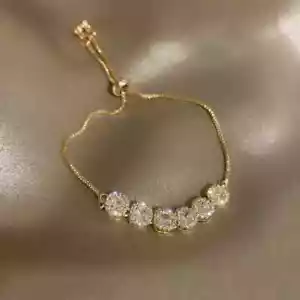 9Ct Round Lab Created Diamond Womens Bolo Bracelet 14K Yellow Gold Plated Silver - Picture 1 of 6