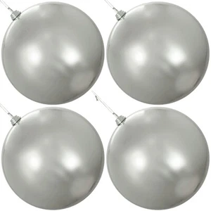 4 - 18IN LARGE SHINY SILVER CHRISTMAS BALL ORNAMENTS SHATTERPROOF PLASTIC 450MM - Picture 1 of 5