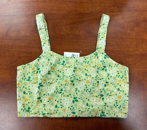 NWT Aerie Womens Yellow Floral Cropped Tank Top - S - Picture 1 of 7
