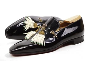 NWoB LOUBOUTIN embroidered dandelion loafers patent UK7 /US8 /41 shoes Authentic - Picture 1 of 10