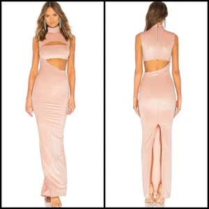 Michael Costello x REVOLVE Velvet Chevron Blush Pink CutOut Maxi Dress XXS - Bild 1 von 23