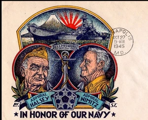 🚩STAMP FDI 935- Honor our Navy, L.W. Staehle Cachet, GC, B4, with open flap. - Picture 1 of 3