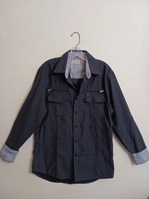 Sovereign Code Mens M 42" Chest Black Long Sleeve Shirt Plaid Trim - Image 1 of 4