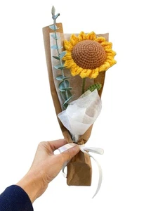 Sunflower Crochet Bouquet, Handmade Crochet Sunflower Gift, Gift Party Favor. - Picture 1 of 5