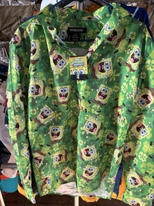 NWT Oppo Suits SpongeBob Squarepants Tiki Shirt Size XL Button Up Hawaiian Look - Picture 1 of 4