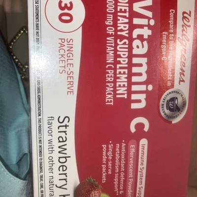 Walgreens Vitamin C  Powder  1,000 Mg Kiwi Strawberry 30 Pk Exp. 9/2026 - Image 1 of 2