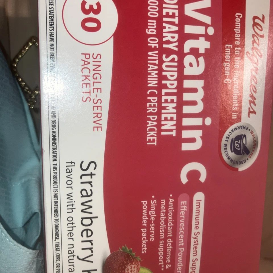 Walgreens Vitamin C  Powder  1,000 Mg Kiwi Strawberry 30 Pk Exp. 9/2026 - Image 1 of 2