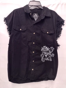 Steelman by Toby Keith Phoenix Sleeveless Black Button Up Shirt SIze L - Picture 1 of 9